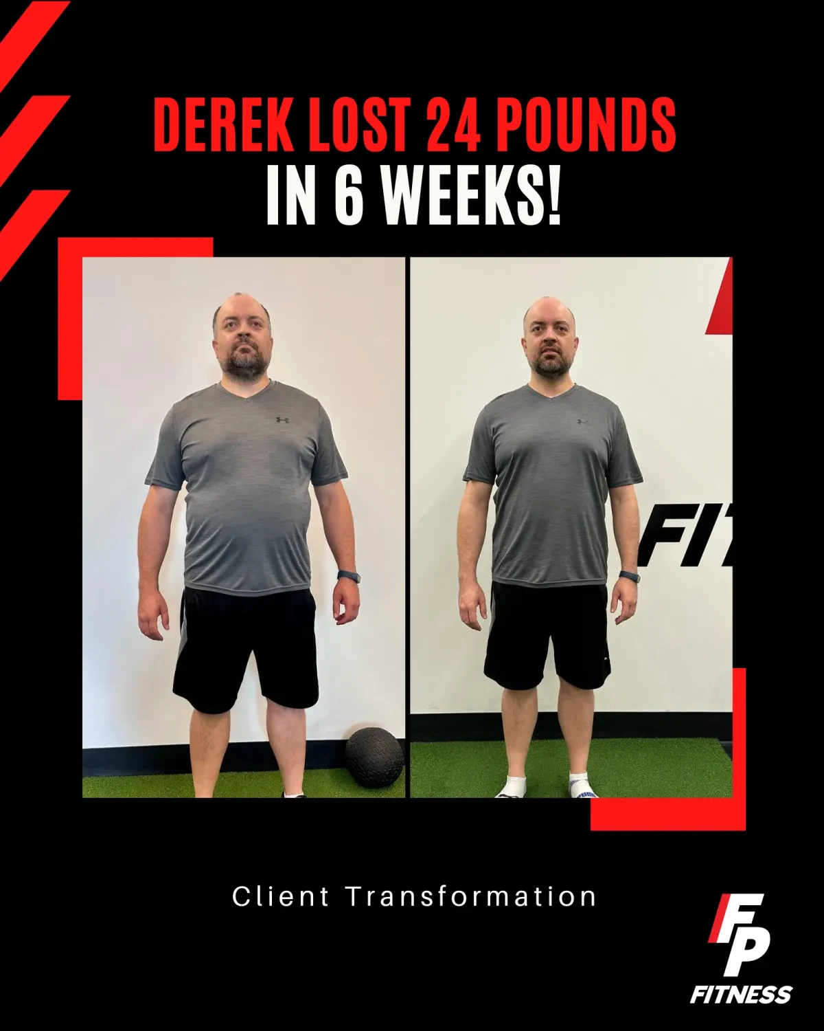 Derek's before-and-after transformation photo