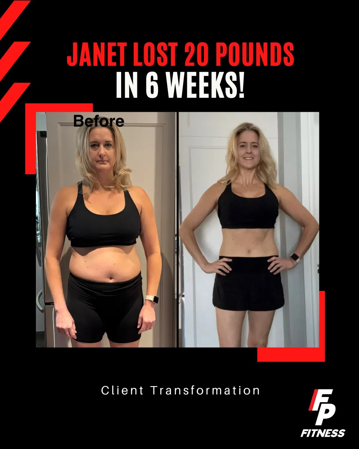Janet's before-and-after transformation photo